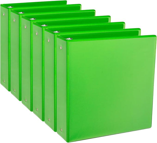 CIXILDTS 2-inch Round Ring Binder, Durable 2" 3 Ring Binder Fit Letter Size Paper, Green, 6-Pack
