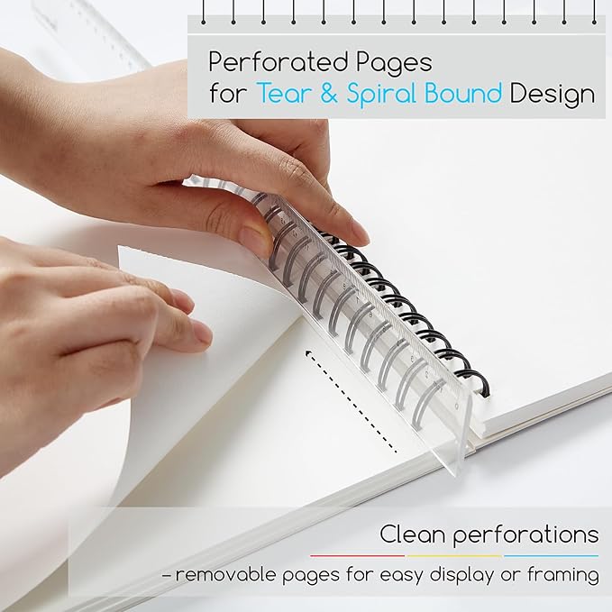 MEEDEN 8"x10" Sketchbook Paper Pad: 122lb/180gsm Spiral Bound Art Sketch Book with DIY Cover for Artists Adults - 60 Sheets Heavy Weight Hardcover Sketch Drawing Paper for Painting Sketching Writing