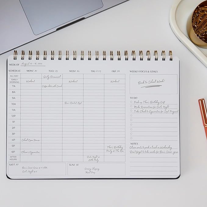 Merely Home Undated Weekly Schedule | Business Planner | 8.25” x 11.75” ADHD Organizer | Premium Multi-Layout Schedule | Evergreen | Landscape Layout