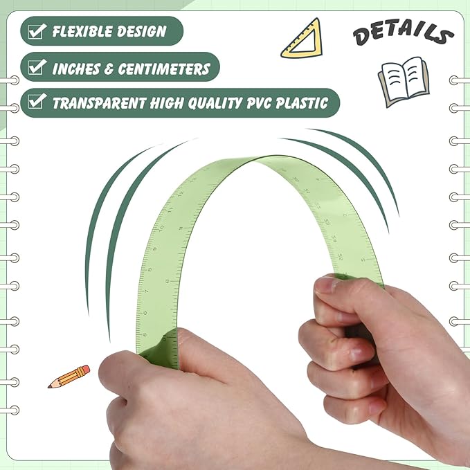 ForraFun 120 Pcs 12 Inch Plastic Ruler Bulk Colorful Transparent Ruler with Imperial and Metric Scales for Back School Office Supplies Home Tool Operation Measuring Drawing(Pastel)