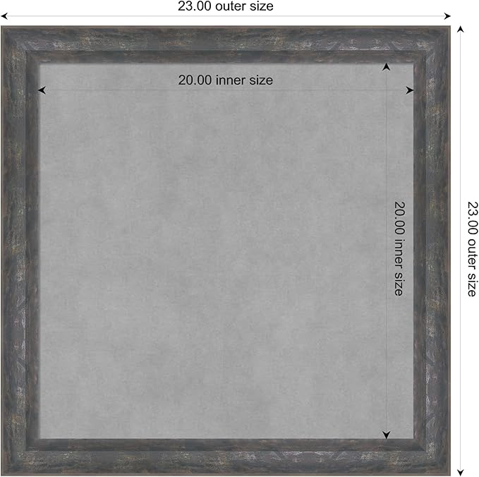 Amanti Art Grey Framed Magnetic Board 23x23 Medium Vision Board for use with Magnets, 100% Metal Sheet to Display Items as Office Decor or for Home Organization in mudroom, Kitchen or Kids Room