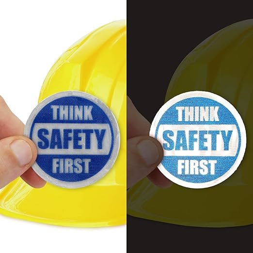 SmartSign Think Safety First Pack of 5 Hard Hat Labels | Retro-Reflective, 2" Circle