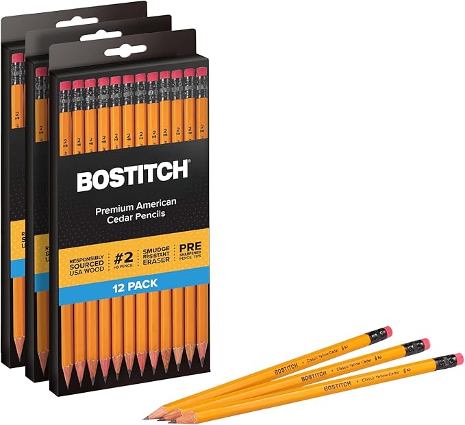 Bostitch Office Premium #2 Pencils, American Cedar Wood, Pre-Sharpened, HB Graphite, 36-Pack