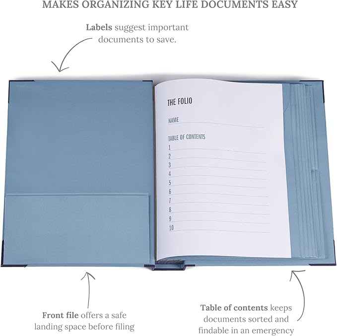 2025 Edition The Folio Document Organizer | Custom Dyed Cloth-Bound Expanding File for Important Papers, Passports, Birth Certificates & More | Ideal for Home Organization & Graduation Gift Purpose