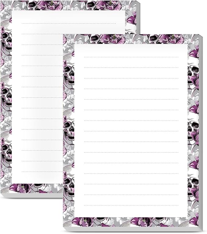 SXboxing Sticky Notes 4X6 Inches, 2 Pack Large Cute Self-Stick Pads, Bright Funny Memo Pads Easy to Stick for Home, Office Luxury Flower Skulls