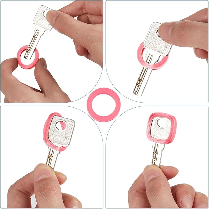 Blulu 80 Pcs Key Labels Key Color Covers Caps Tags Covers Set Plastic Keys Identifier Rings Toppers for Tags Organization House, 2 Styles(Macaron Color)