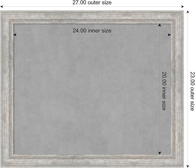 Amanti Art Silver Framed Magnetic Board 23x27 Medium Vision Board for use with Magnets, 100% Metal Sheet to Display Items as Office Decor or for Home Organization in mudroom, Kitchen or Kids Room
