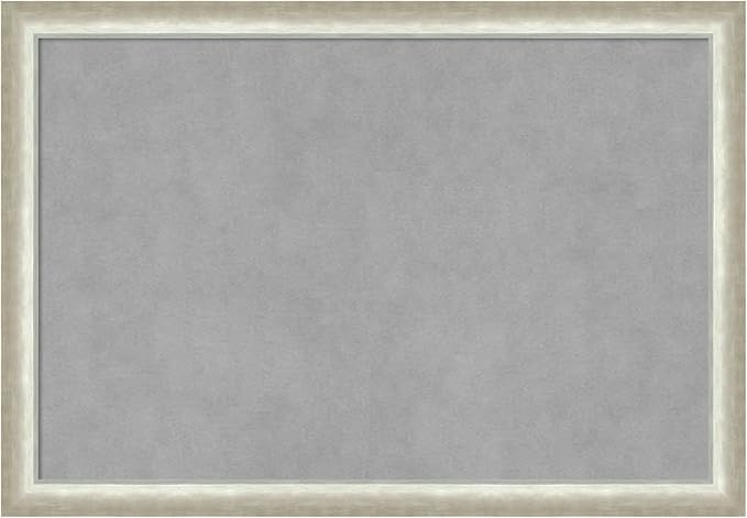 Amanti Art Silver Framed Magnetic Board 18x26 Medium Vision Board for use with Magnets, 100% Metal Sheet to Display Items as Office Decor or for Home Organization in mudroom, Kitchen or Kids Room