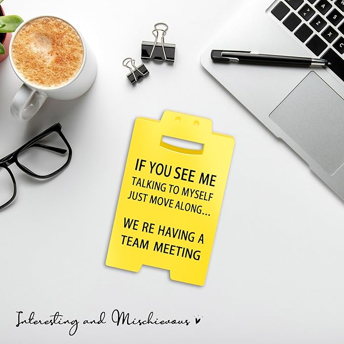 Smilelife Funny Office Cubicle Decor We're Having A Team Meeting Desk Sign Team Office Gag Gifts for Coworker Teammate Employee Boss Manager