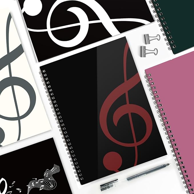 MAXCURY Blank Sheet Music Composition Manuscript Staff Paper Art Music Notebook Black 100 Pages 26x19cm (Black/Fuchsia)