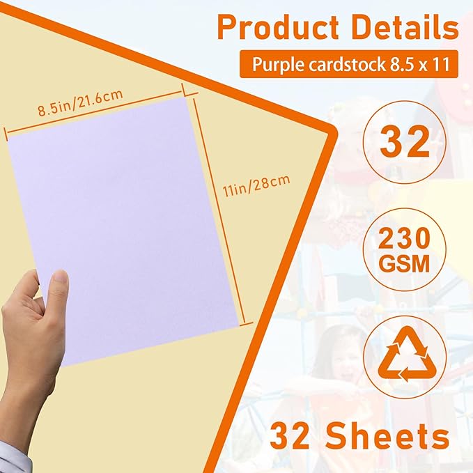 Guakicae 32 Sheets Light Purple Cardstock 8.5 x 11 Craft Paper, 230gsm/80lb Premium Lavender Card Stock Printer Paper for DIY Cards Making, Invitations, Greeting Cards, Certificates