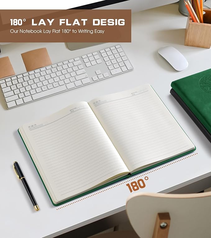 Biuwory Lined Journal Notebook for Women Men,256 Pages A4 Large Hardcover Leather Journals for Writing,Travel,Business,Work,School,College Ruled Notebooks for Note Taking, Diary Notepad 8.6"×11"