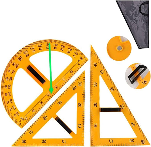 Magnetic Geometry Tool, Protractor, Triangle Rulers Easy Attachment Blackboard Measurement Kit, Teacher Board Protractor Multi-Purpose Kit Large Teaching Aids (Three-Piece Set)