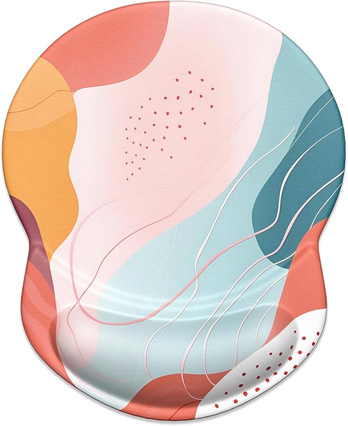 ITNRSIIET Ergonomic Mouse Pad with Gel Wrist Support Small Wrist Rest Smooth Surface Non-Slip PU Base Comfortable Office Supplies Pain Relief, 8.7 x 7.2 inches, Art Style Pattern