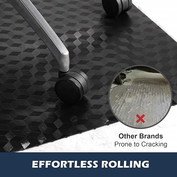 SALLOUS Chair Mat for Carpet, 30" x 48" Office Chair Mat for Carpeted Floors, Heavy Duty Vinyl Floor Mat with Grips, Non-Slip Carpeted Floor Protector Computer Desk Mat for Home Office (Black)
