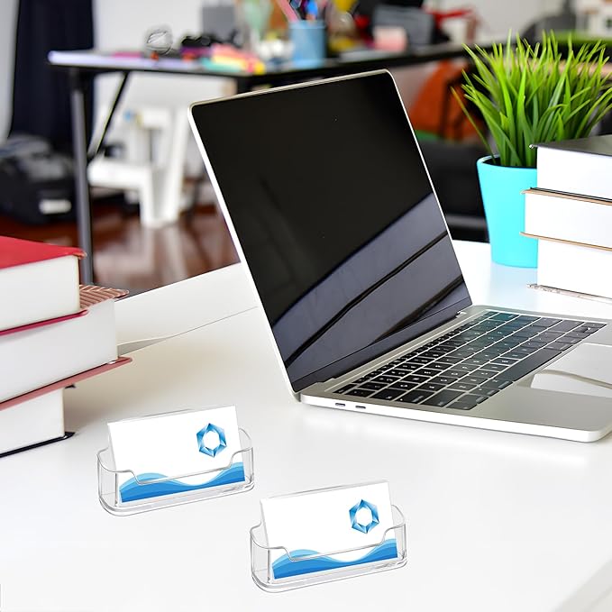 Mototo Acrylic Business Card Holder for Desk, 40 Pack Plastic Business Card Display Clear Business Card Holder Desktop Cards Stand for Home Office Exhibition Desk Table, Fits 30-50 Business Cards