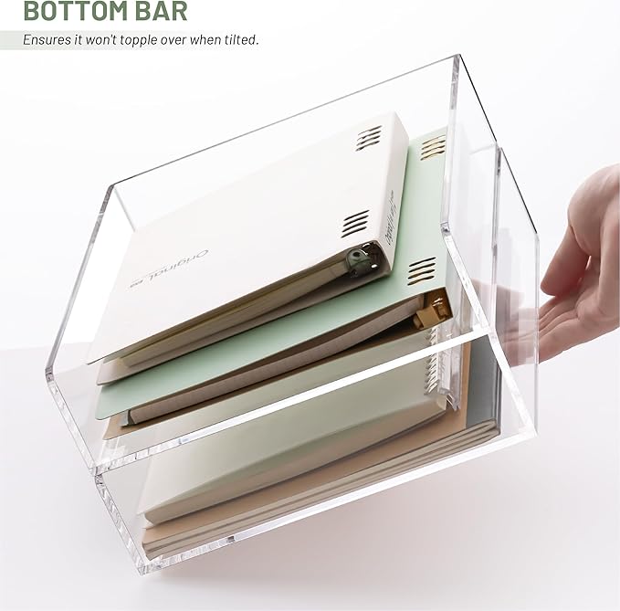 HeZone Paper Organizer Letter Tray, Clear Acrylic Paper Tray, School Teacher Office Supplies Organization, Stackable Desk File Organizer, Classroom Decor and Accessories-2 Pack…