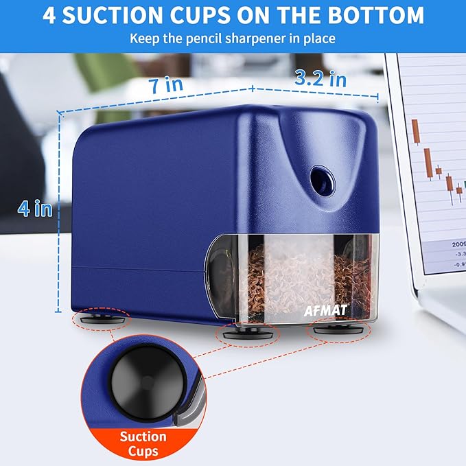 AFMAT Heavy Duty Electric Pencil Sharpener for 6-11mm Colored Pencils, Classroom Pencil Sharpeners for Large Pencils, Auto Stop Pencil Sharpener Plug in, Fast Sharpen in 3s, Sharp Point, PSX3