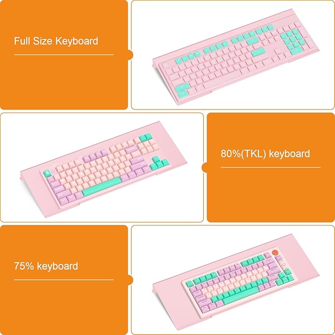 BEEGO Ergonomic Computer Keyboard Stand - Pink Acrylic Keyboard Riser Tilted Keyboard Holder Keyboard Tray with Pink Non-Slip Strip for Easy Typing at Home School Office Desk Accessories