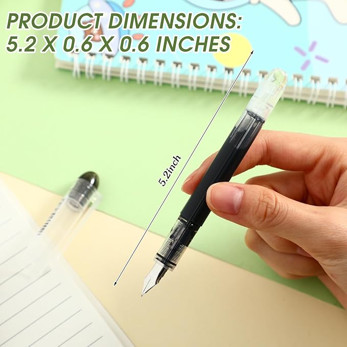 Crtiin 36 Pcs Disposable Fountain Pens, Back to School Quick Drying Ink Pen, Calligraphy Smooth Writing Pens for Journaling Office Supplies Sketching Doodling Beginner Artist Gifts(Black)