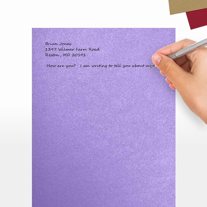 LUXPaper 8.5" x 11" Cardstock | Letter Size | Amethyst Metallic | 105lb. Cover (192lb. Text) | 50 Qty