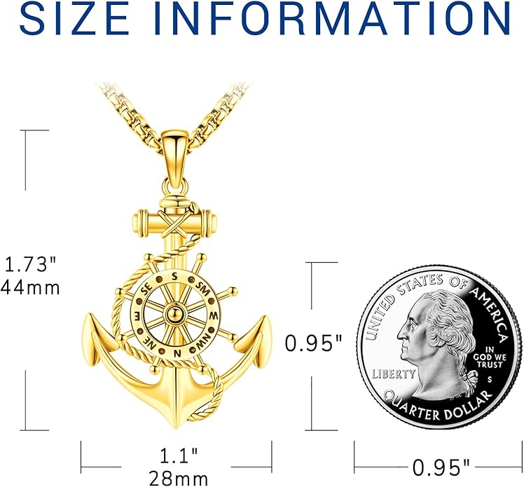 Compass Necklace for Women Men 925 Sterling Silver Pendant Urn Necklaces for Ashes Picture Locket Necklace Anchor Necklace Viking Necklace Crystals CZ Moonstone Abalone Shell Turquoise Compass Jewelry