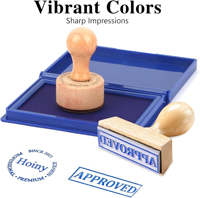 Blue Stamp Pad, 4 x 2.5 Inch Premium Quality Ink Pad for Stamps, All-Purpose Felt Pad for Office and Crafting, Works with Rubber and Clear Stamps