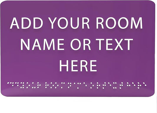 ADA CENTRAL SIGNS - 9" X6" Personalized Custom Sign - ADA Compliant Tactile Graphics Grade 2 Braille Text Acrylic Wall Signs - Add Your Room Name Text Sign for Home School Office Business Workplace