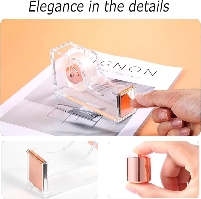 Gawsey Desk Organizers and Accessories Set with 360-Degree Rotating Pen Holder, Acrylic Stapler, Tape Holder, Staple Remover, Binder/Paper Clips Kit, Scissor and 1 Box of Staples