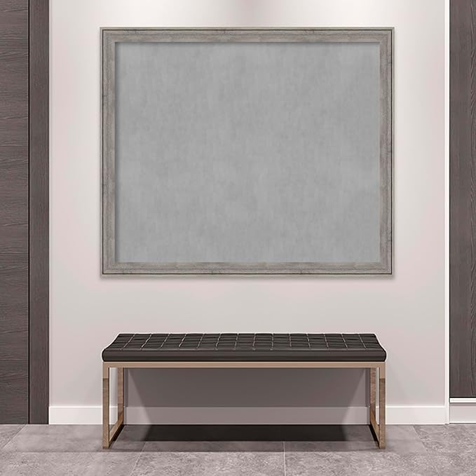 Amanti Art Grey Framed Magnetic Board 45x53 Oversize Vision Board for use with Magnets, 100% Metal Sheet to Display Items as Office Decor or for Home Organization in mudroom, Kitchen or Kids Room