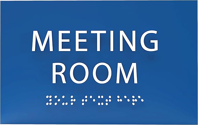ADA CENTRAL SIGNS - 6" X4" Meeting Room Sign - ADA Compliant Tactile Graphics Grade 2 Braille Text Acrylic Wall Sign | Privacy, Interview, Room Name Sign for Schools, Hospitals, Offices, & Apartments