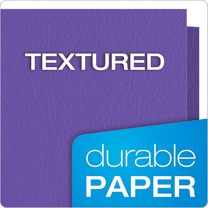 Oxford Twin-Pocket Folders, Textured Paper, Letter Size, Purple, Holds 100 Sheets, Box of 25 (57514EE), 8-1/2 x 11