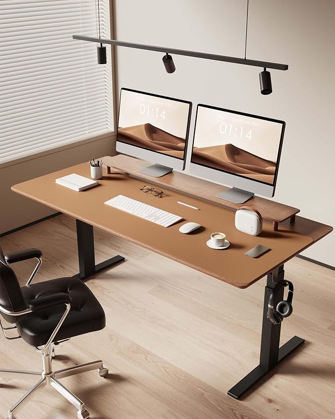 YSAGi Leather Desk Protector, Office Mat, Large Mouse Mat, Non-Slip PU Leather Blotter, Laptop Desk Pad, Waterproof Writing Pad for Office and Home (Khaki, 47" x 17")