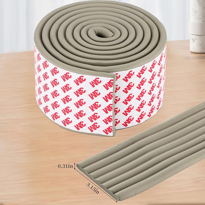 VOCOMO Corner Protector for Baby, Widen Edge Protector with Adhesive Backing, Baby Proofing Edge Corner Protectors Self Adhesive Furniture Corner Guard Bumper for Table, Desk, Fireplace (Gray, 6.6ft)