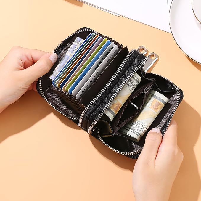 GOIACII Small Genuine Leather Wallet for Women, RFID Blocking Credit Card Holder Wallet