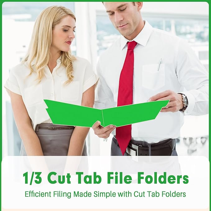 File Folder, PANDRI 120 Pack File Folder, 1/3 Cut Tab, Letter Size, Filing Folder for Office School Business, Green