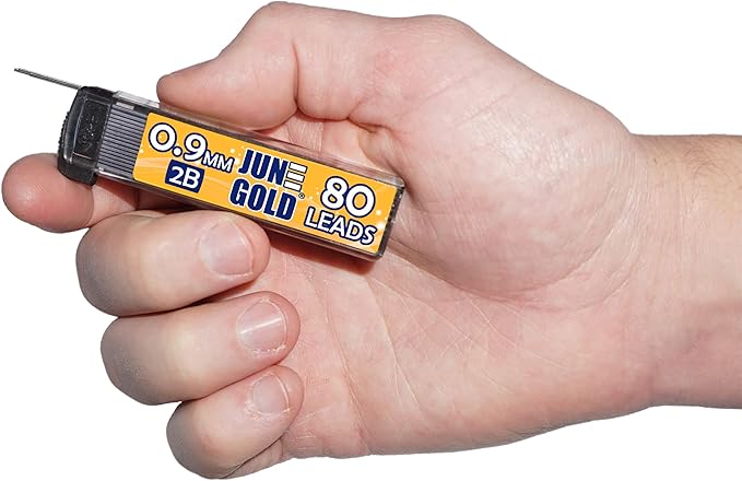 June Gold 320 Pieces, 0.9 mm 2B Lead Refills, 80 Pieces Per Dispenser, Bold Thickness, Break Resistant Lead/Graphite, 1.0 mm Compatible (Pack of 4 Dispensers)