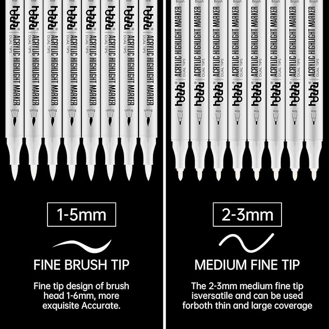 hhhouu 17Pack Dual Tip Black & White Brush Pens- Fineliner & Highlighting Set for Artists, Illustrators & Comic Drawing Smooth Ink Flow, Smudge-Free HO-17BW