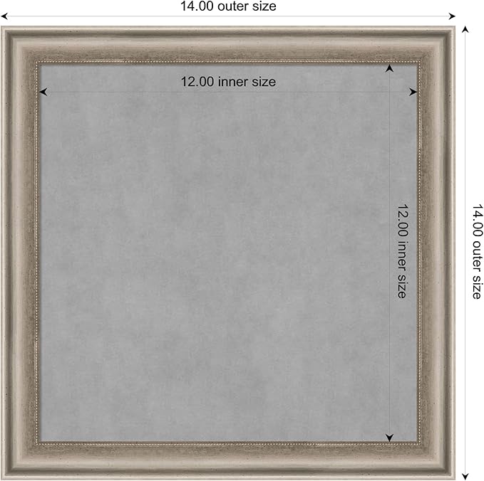 Amanti Art Silver Framed Magnetic Board 14x14 X-Small Vision Board for use with Magnets, 100% Metal Sheet to Display Items as Office Decor or for Home Organization in mudroom, Kitchen or Kids Room