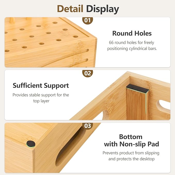 Cozivolife Bamboo Charging Station for Multiple Devices, Charger Organizer Desk Docking Stations Rack for Phones, Tablets, Laptop, Perfect to Work from Home (Natural, M)