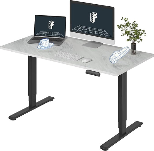 FLEXISPOT E6 3-Stage Dual Motor Electric Standing Desk 55 x 28 Sit Stand Up Desk, Holds 220 lbs, Adjustable Height w/Memory Presets, One-Piece Marble Grey Desktop & Black Frame, Ships in 2 Boxes