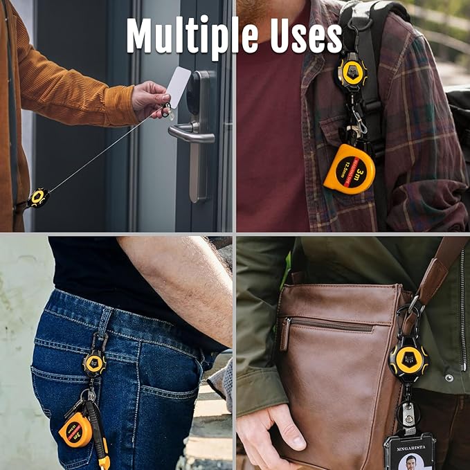 MNGARISTA 2-Pack Upgraded Retractable Keychain, 10 OZ Retraction, 31.5" Stainless Steel Cord, Heavy Duty Carabiner Badge Holder, ID Badge Reel with Badge Strap and Key Ring