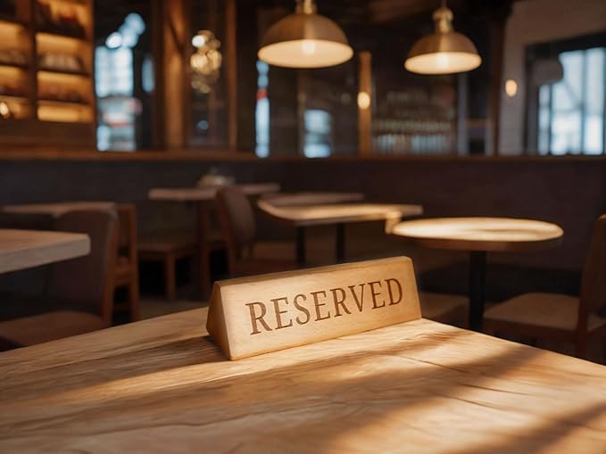 Wood Table Top Seating Reserved Signs for Weddings, Restaurants, 6 inches (Pack of 6)