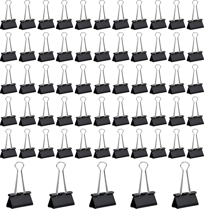 60 PCS Large Binder Clips – 2Inch 51mm Big Black Metal Paper Clamps, Extra Strong Binder Clips for Thick Documents/Office and Home Supplies