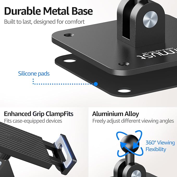 Urmust Universal Tablet Wall Mount Holder, 360° Adjustable, for 4.7-13" Devices, iPad, Galaxy Tab,Sturdy Aluminum Wall Phone Holder, ipad Wall Mount for Home, Office & Public Spaces