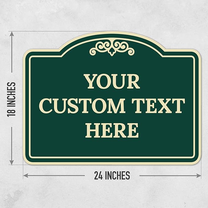 Custom Decorative Sign, Personalized Metal Sign for Business, Driveway, Home, Airbnb, Office Door Plaque, Green Background Sign 18x24 Inches, ACM, Fade Resistant, Made in USA by Sigo Signs