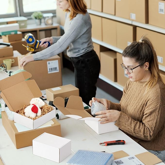 Eupako 30 Pack Small Shipping Boxes Assorted Sizes, 6x4x3, 7x5x2, 9x6x2-10 PCS Each Small Boxes, White Corrugated Box Mailers, Cardboard Boxes for Packaging Small Business, Mailing