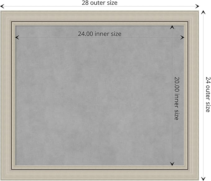 Amanti Art Silver Framed Magnetic Board 24x28 Medium Vision Board for use with Magnets, 100% Metal Sheet to Display Items as Office Decor or for Home Organization in mudroom, Kitchen or Kids Room