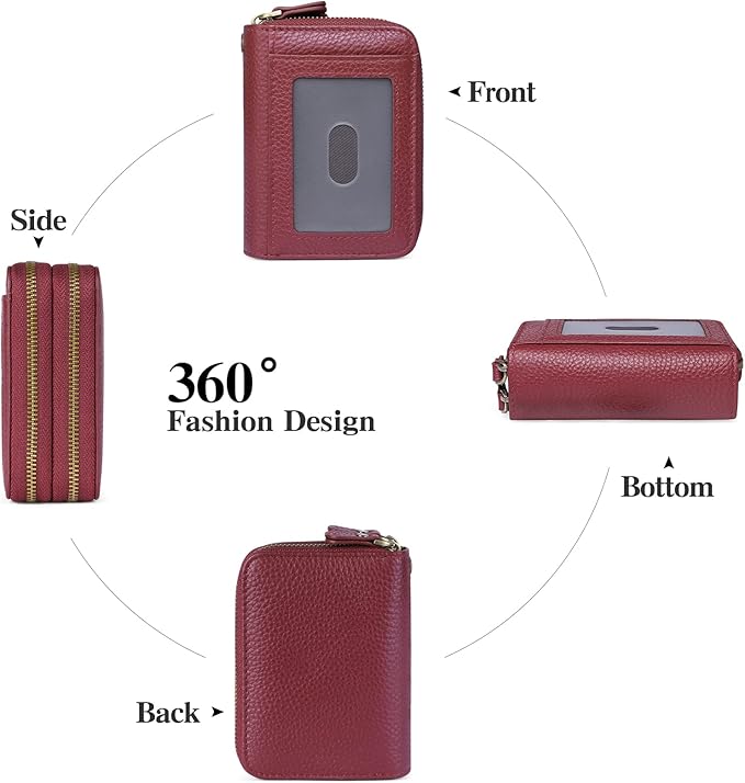 GOIACII Small Genuine Leather Wallet for Women, RFID Blocking Card Holder Wallet