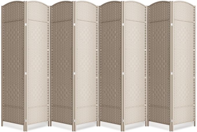 Cocosica 8 Panel Room Divider,6Ft Folding Privacy Screen,Tall - Extra Wide Foldable Panel Partition Wall Divider with Diamond Double-Weaved Hand-Woven Design Room Screen Divider
